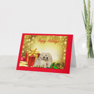Golden Retriever gibt Weihnachtskarte Feiertagskarte