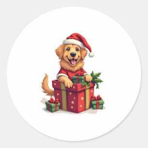 Golden Retriever Gift Wrap Runder Aufkleber