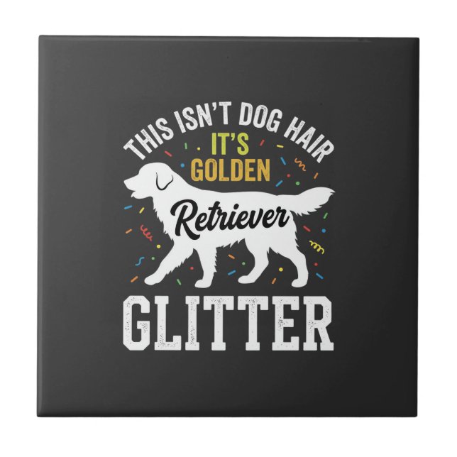 Golden Retriever Glitter Hundehaar Design Fliese (Vorderseite)