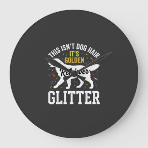 Golden Retriever Glitter-Hundehaardesign Große Wanduhr