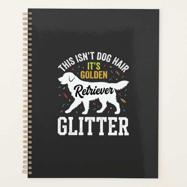 Golden Retriever Glitter-Hundehaardesign Planer (Vorderseite)
