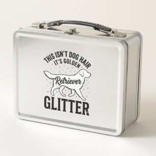 Golden Retriever Glitter Vintage Hundehaar-Shirt_1 Metall Brotdose
