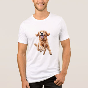 Golden Retriever glücklicher Spielspass Springen i Tri-Blend Shirt