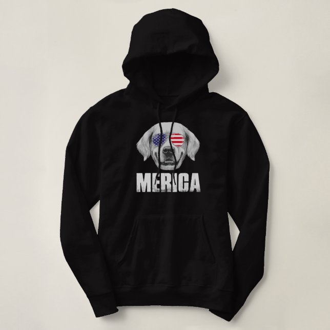Golden Retriever Goldie Dog USA Flag US P Hoodie (Design vorne)