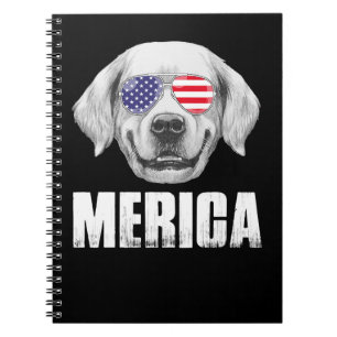 Golden Retriever Goldie Dog USA Flag US P Notizblock
