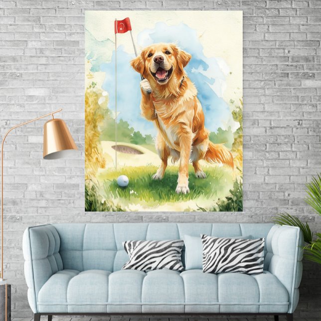 Golden Retriever Golf Watercolor Poster  (Von Creator hochgeladen)