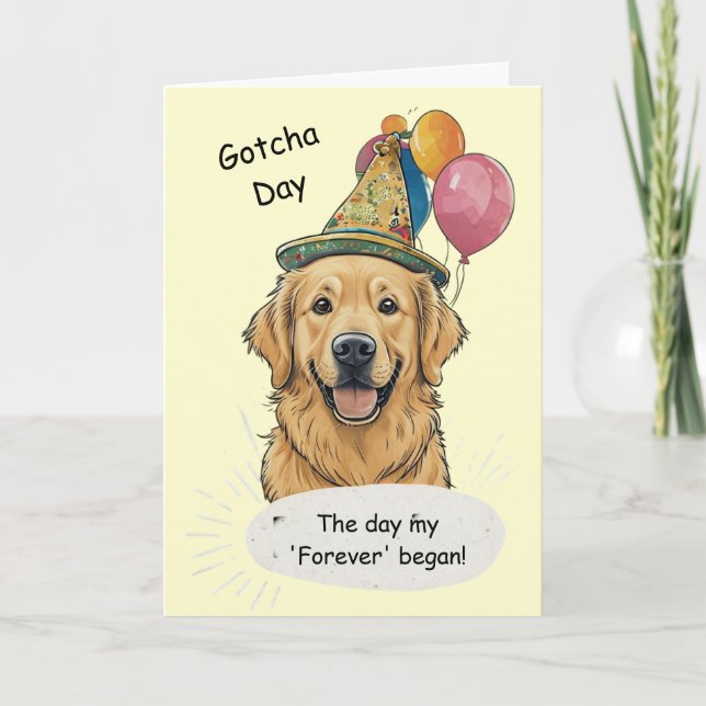 Golden Retriever Gotcha-Tag-Feier Karte (Vorderseite)