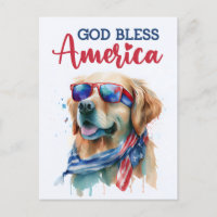 Golden Retriever, Gott segne Amerika Postkarte