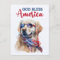 Golden Retriever, Gott segne Amerika Postkarte