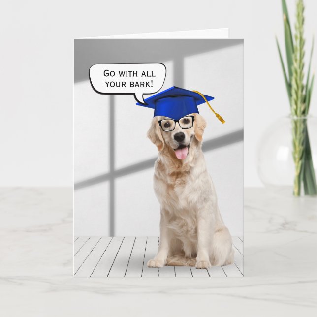 Golden Retriever Graduate mit Blue Cap Karte (Vorderseite)