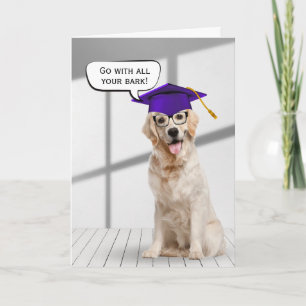 Golden Retriever Graduate mit Lila Cap Karte