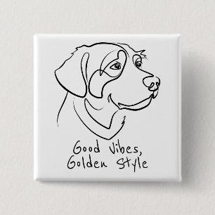 Golden Retriever - Gute Vibes, Goldener Stil Button