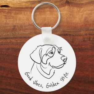 Golden Retriever - Gute Vibes, Goldener Stil Schlüsselanhänger