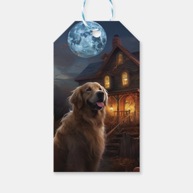 Golden Retriever Halloween Beängstigend Geschenkanhänger (Vorderseite)