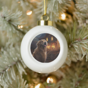 Golden Retriever Halloween Beängstigend Keramik Kugel-Ornament