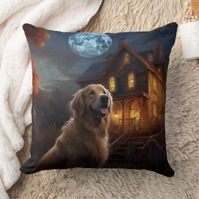 Golden Retriever Halloween Beängstigend Kissen (Decke)