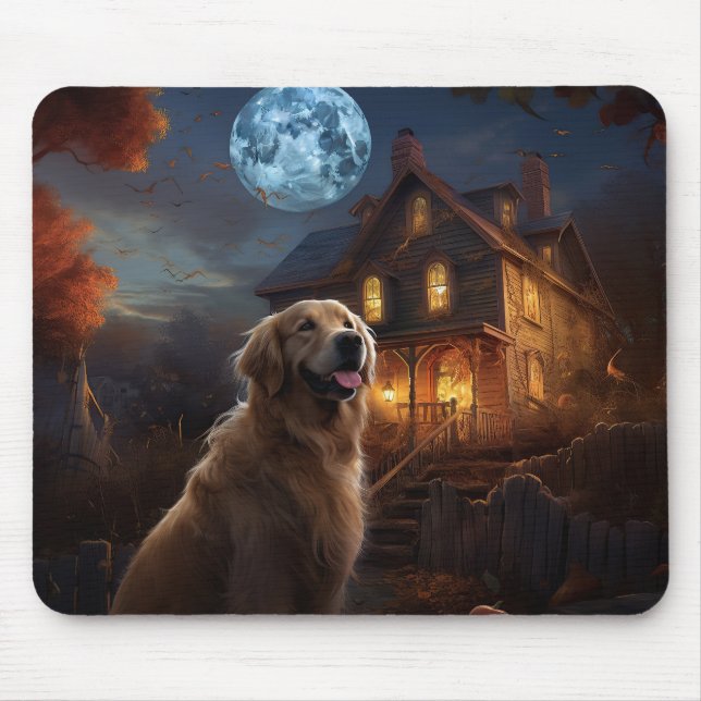 Golden Retriever Halloween Beängstigend Mousepad (Vorne)