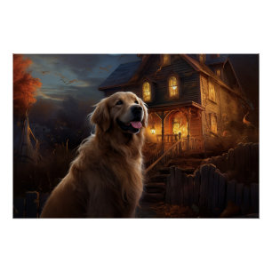 Golden Retriever Halloween Gruselig Poster
