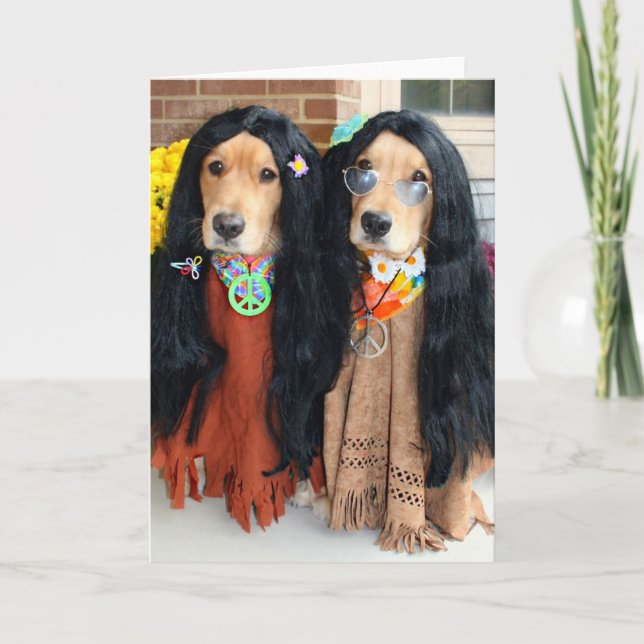 Golden Retriever Halloween Hippie Card Karte (Vorderseite)