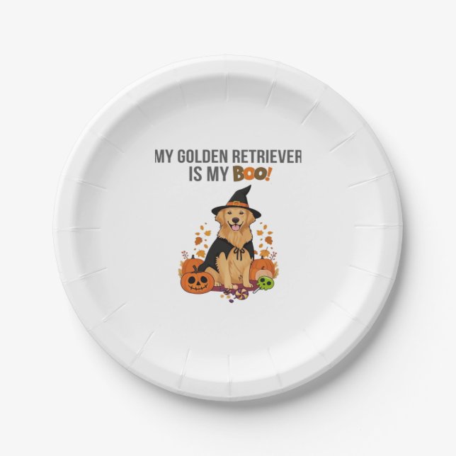 Golden Retriever Halloween Hund Mein Golden Retrie Pappteller (Vorderseite)