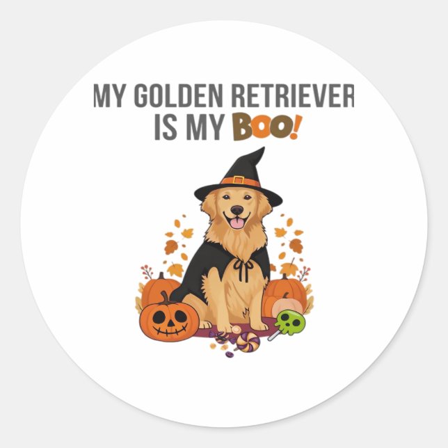 Golden Retriever Halloween Hund Mein Golden Retrie Runder Aufkleber (Vorderseite)