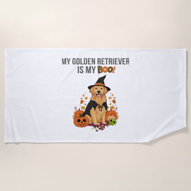 Golden Retriever Halloween Hund Mein Golden Retrie Strandtuch (Vorderseite)