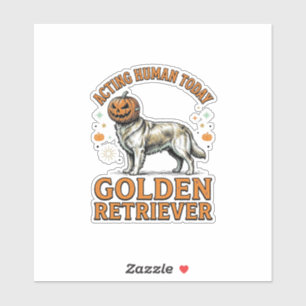 Golden Retriever Halloween-Kürbis-Hundekostüm-Shir Aufkleber