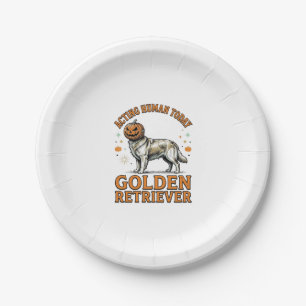 Golden Retriever Halloween-Kürbis-Hundekostüm-Shir Pappteller