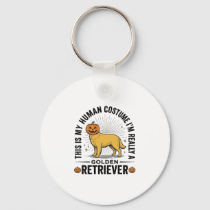 Golden Retriever Halloween-Kürbiskostüm-Design_ Schlüsselanhänger