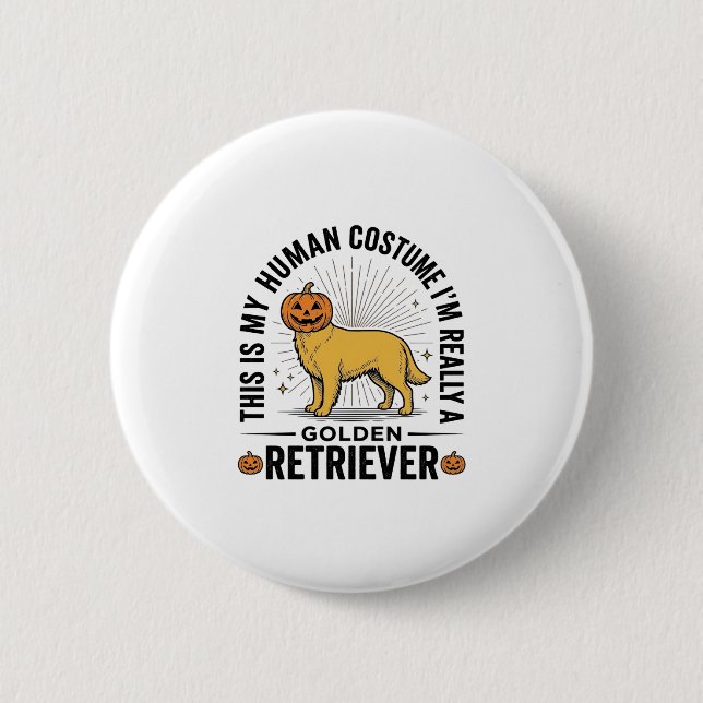Golden Retriever Halloween-Kürbiskostümentwurf_ Button (Vorderseite)