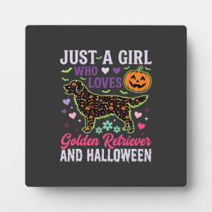 Golden Retriever Halloween Mädchen Kürbis Hund Des Fotoplatte
