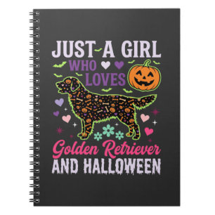 Golden Retriever Halloween-Mädchen-Kürbis-Hund-Des Notizblock