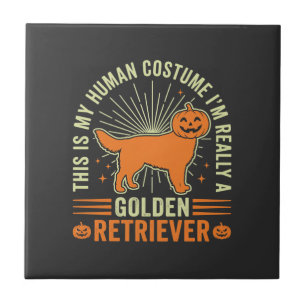 Golden Retriever Halloween-Menschenkostüm Vintage Fliese