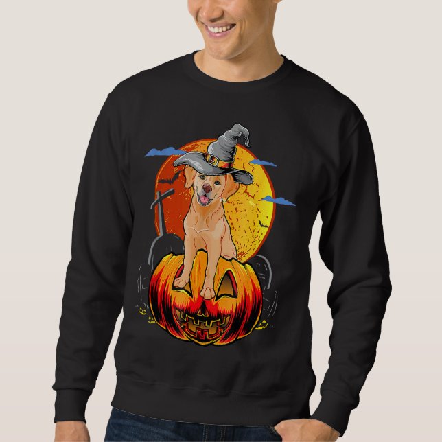 Golden Retriever Halloween mit Pumpkin-Hat-Hexe Sweatshirt (Vorderseite)