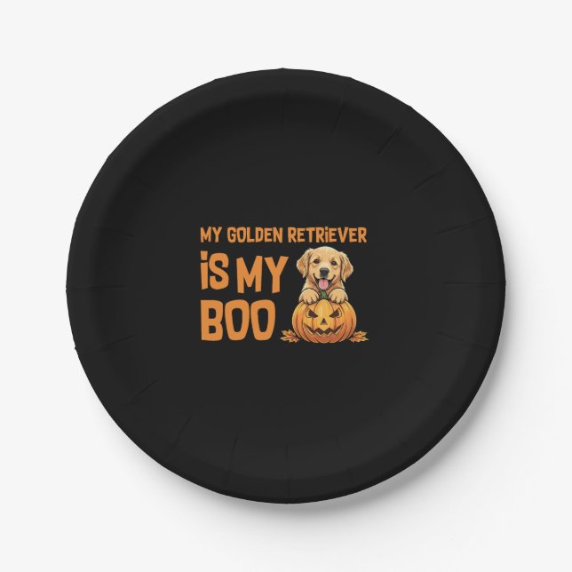 Golden Retriever Halloween Pappteller (Vorderseite)