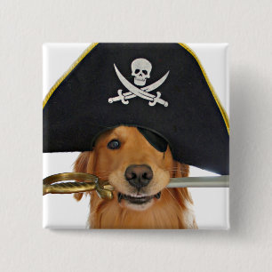 Golden retriever-Halloween-Pirat Button