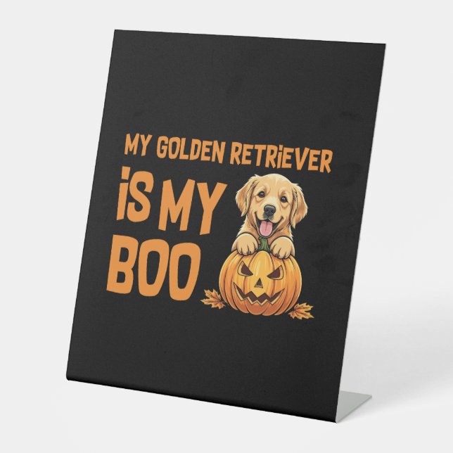 Golden Retriever Halloween Sockelschild (Vorderseite)