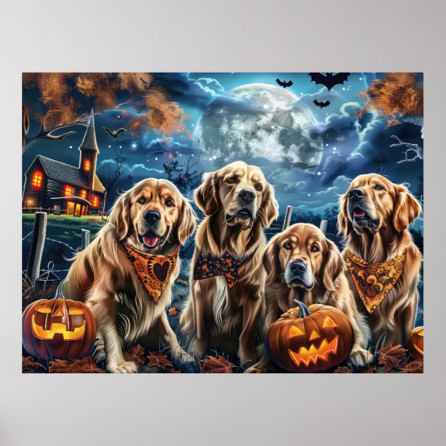 Golden Retriever Halloween Spooky Poster (Vorne)
