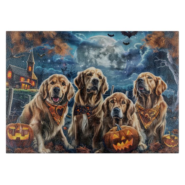 Golden Retriever Halloween Spooky Schneidebrett (Vorderseite)