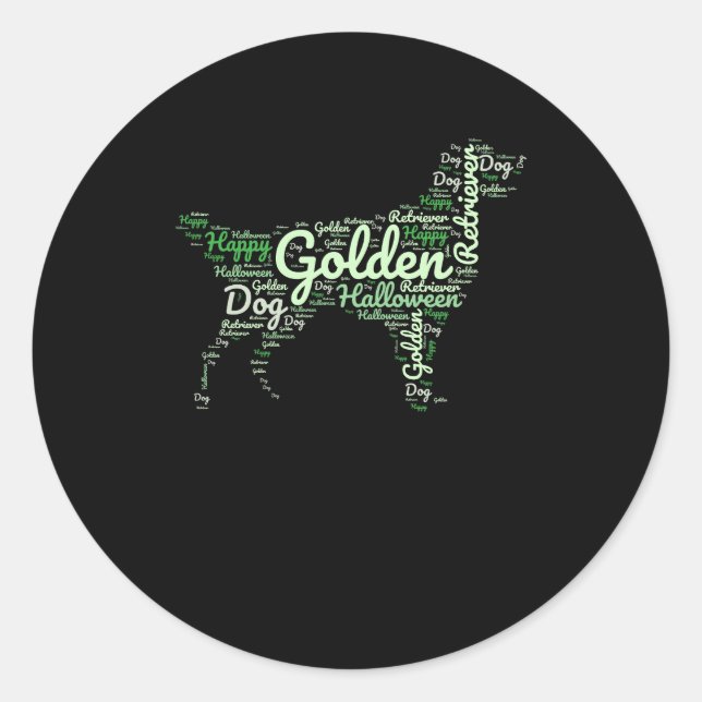 Golden Retriever Halloween Typografie Runder Aufkleber (Vorderseite)