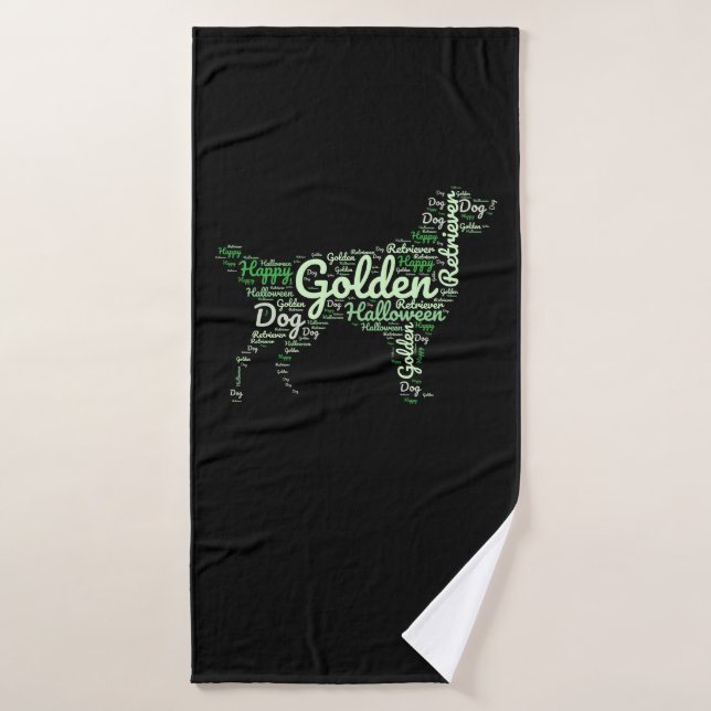 Golden Retriever Halloween Typography Badehandtuch (Badehandtuch)
