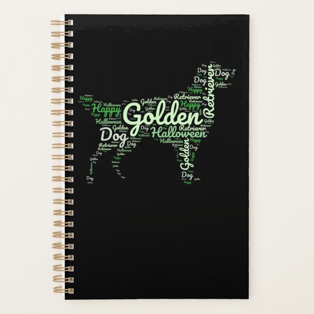 Golden Retriever Halloween Typography Planer (Vorderseite)