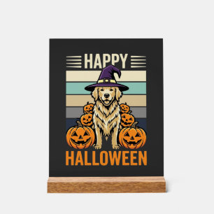 Golden Retriever Halloween Vintage-Kürbis-Design Acrylschild
