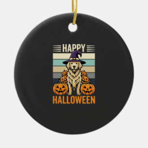 Golden Retriever Halloween Vintage-Kürbis-Design Keramik Ornament