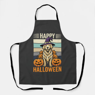 Golden Retriever Halloween Vintage-Kürbis-Design Schürze