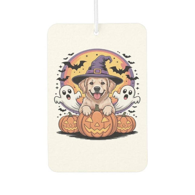Golden Retriever Halloween Witch Dog Classic T-Shi Autolufterfrischer (Vorderseite)