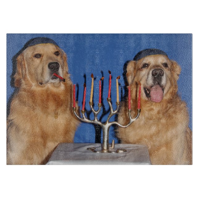 Golden Retriever Hanukkah Menorah Lighting Schneidebrett (Vorderseite)