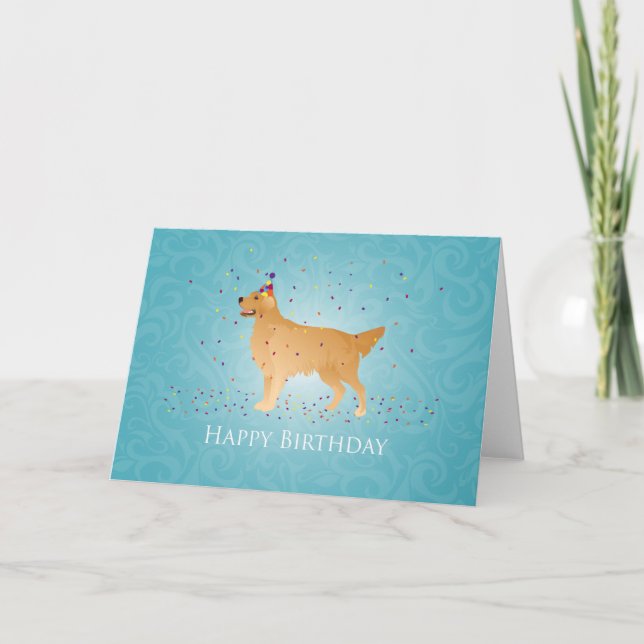 Golden Retriever Happy Birthday Design Karte (Vorderseite)