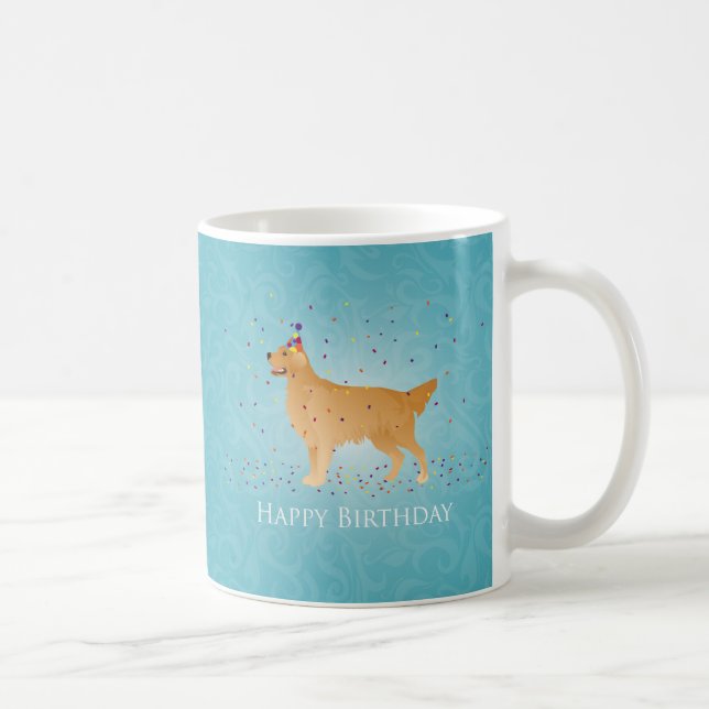 Golden Retriever Happy Birthday Design Tasse (Rechts)