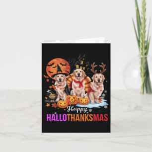 Golden Retriever Happy Hallothanksmas Halloween Karte